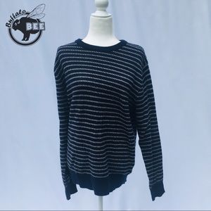 J Crew wool blue and grey striped sweater Large